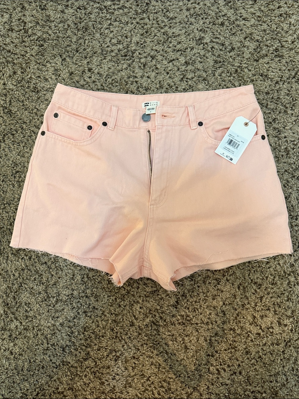 Billabong Light Pink High-Rise Denim Shorts